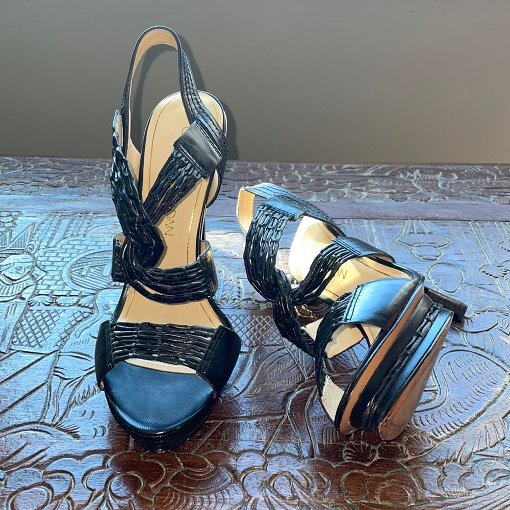 Black strapped heels
